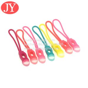 China JiaYang direct product good quality zip tags cord ,cord pvc rubber zipper puller 3D raised logo wholesale