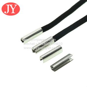 China Jiayang 4.8*22mm U shape aglet metal crimp metal string tips metal aglet for sale custom logo wholesale