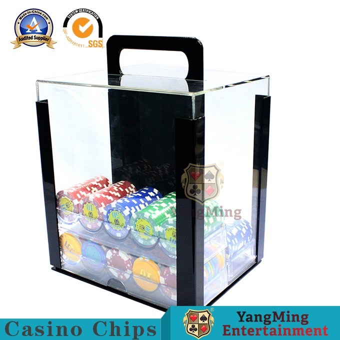 Gambling RFID Chips Acrylic Carrier Portable Poker Chip Holder With Tray For 1000 Pcs 40mm Casino Poker Chips for sale