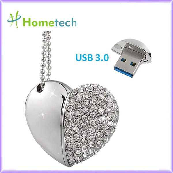 China Jewelry Pendant Necklace 32GB Crystal Heart USB Flash Drive wholesale