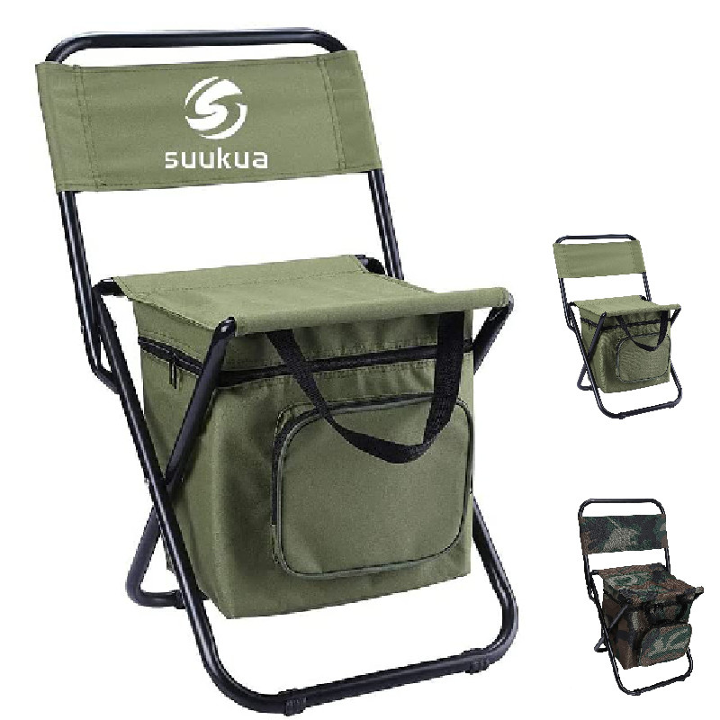 China Customized Brand Print Logo  Folding Camping Chair With Cooler Lightweight  Backrest Stool on sale