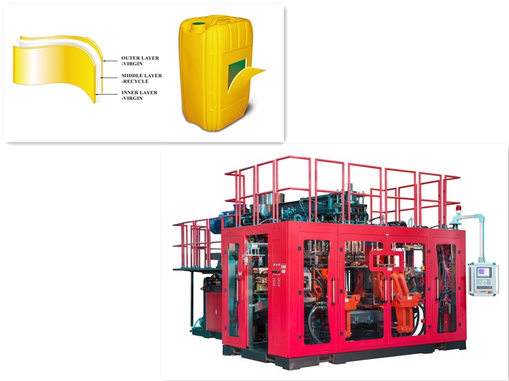 China three layer Jerry Can Hdpe Blow Moulding Machine with virgin and recycle material wholesale