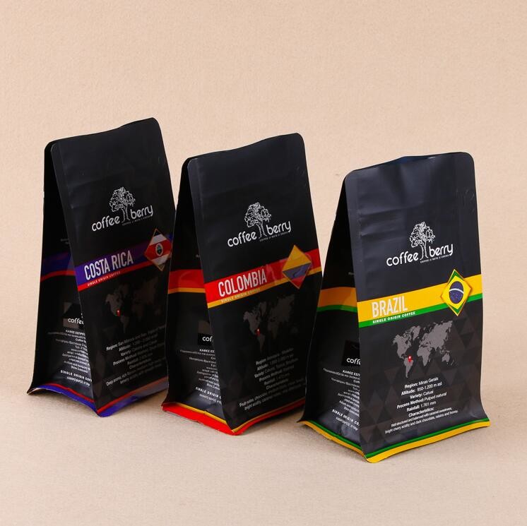 180 Micron Coffee Bean Packaging Bags Aluminum Foil Stand Up Pouch Coffee Bags OEM ODM