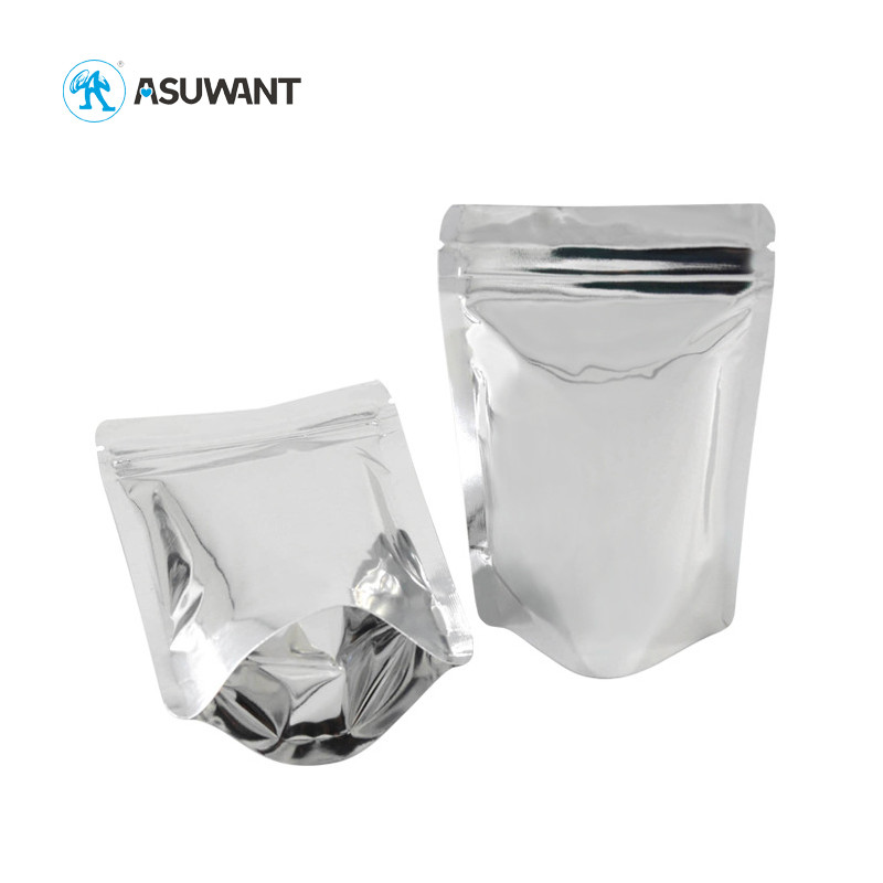 China Custom Matte Aluminum Foil  Zip Lock Silver Mylar Plastic Bag Food Packaging on sale