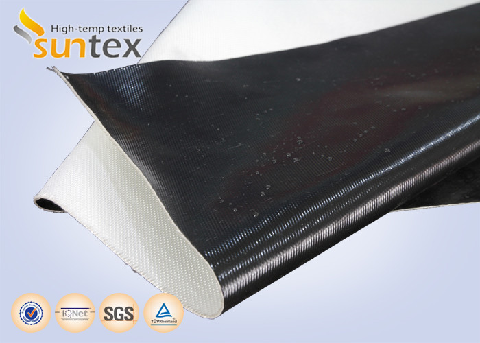 China Black Fire Curtain Silicone Rubber Coated Fiberglass Fabric One Side 960 G/M2 wholesale