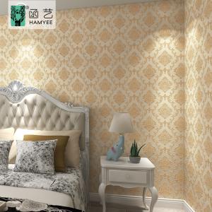 China Vinyl 10m Non Woven Wallpaper Self Adhasive Roll 3d Damask Embossed wholesale