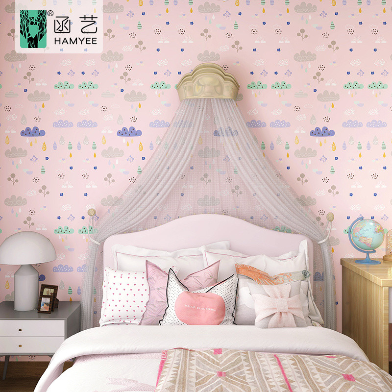China Pink Kids Animals 3d Wallpaper Roll Self Adhesive Baby Girl Mural wholesale