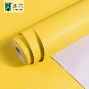 China Yellow Wall Covering Waterproof Oil Proof Adhesive Wallpaper 0.6m*10m wholesale