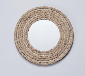 China Design Natural Bathroom Large Wall Decorative Woven Custom Framed Wooden Rattan Wicker Willow Mirror wholesale