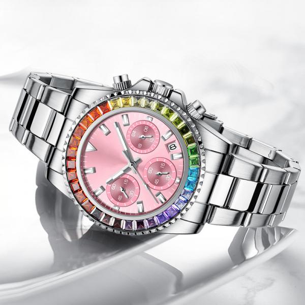 Quality SUS304 Quartz Battery Wristwatches , Sweatproof Ladies Watches With Diamonds for sale
