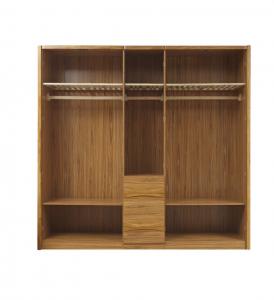 China five DOORS wardrobe chest with open doors in soft stainless hinge and rubber wood racks with cloth shelves wholesale