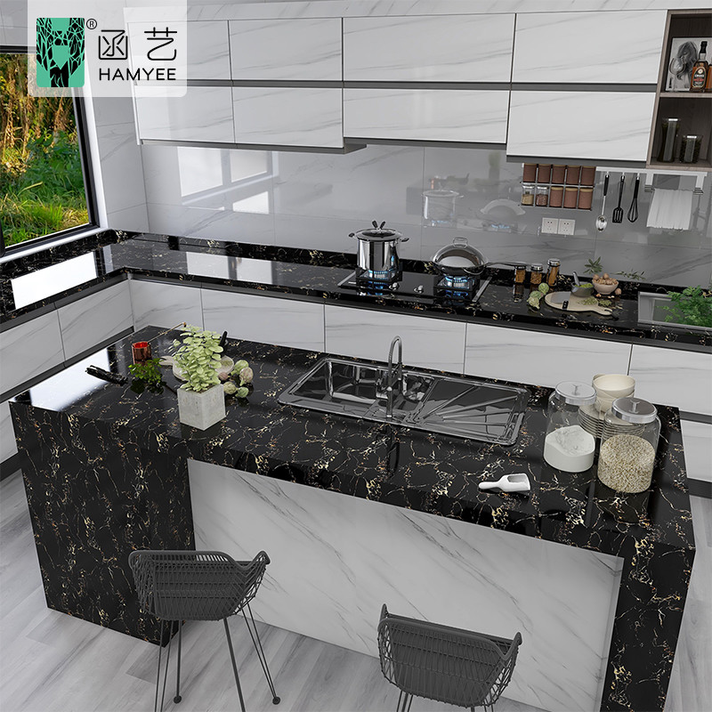 China Black Marble Wallpaper Sticker Waterproof Removable Peel And Stick Sticker 40cm 60cm 122cm wholesale