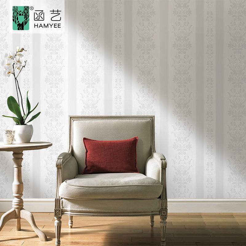 China Waterproof Embossed White Wallpaper 0.09mm Thick 5 Years Warranty wholesale