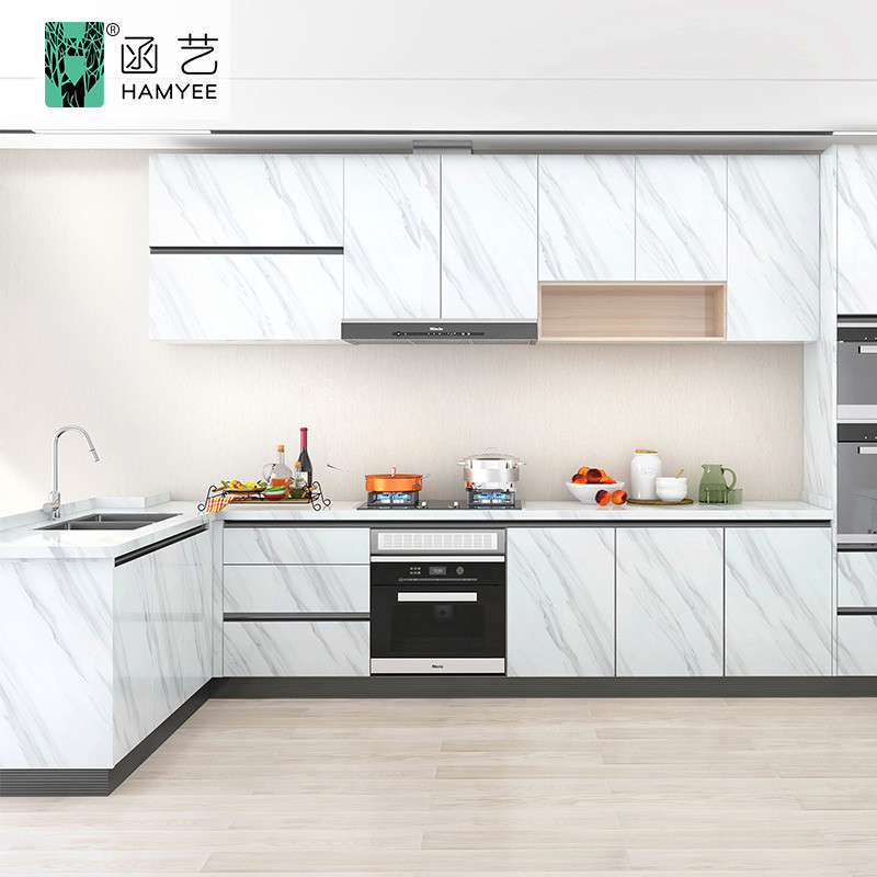 China White Marble Peel And Stick Wallpaper , Kitchen Contact Paper 0.17mm 0.18mm wholesale