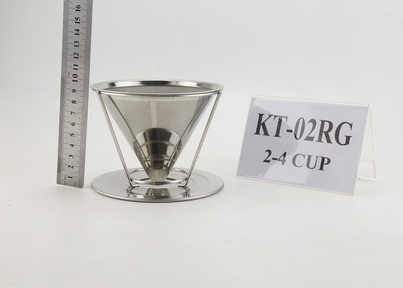 China Eco - Friendly Stainless Steel Coffee Dripper Reusable With Separating Stand wholesale