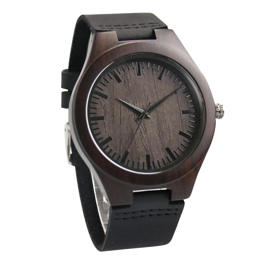 Quality Hardlex mirror Mens Wooden Watches Engraved black sandalwood for sale