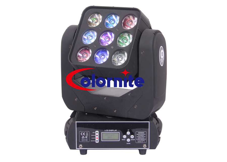 China 9 x 12W RGBW 4IN1 Led Moving Head Light Matrix Low Power Consumption wholesale