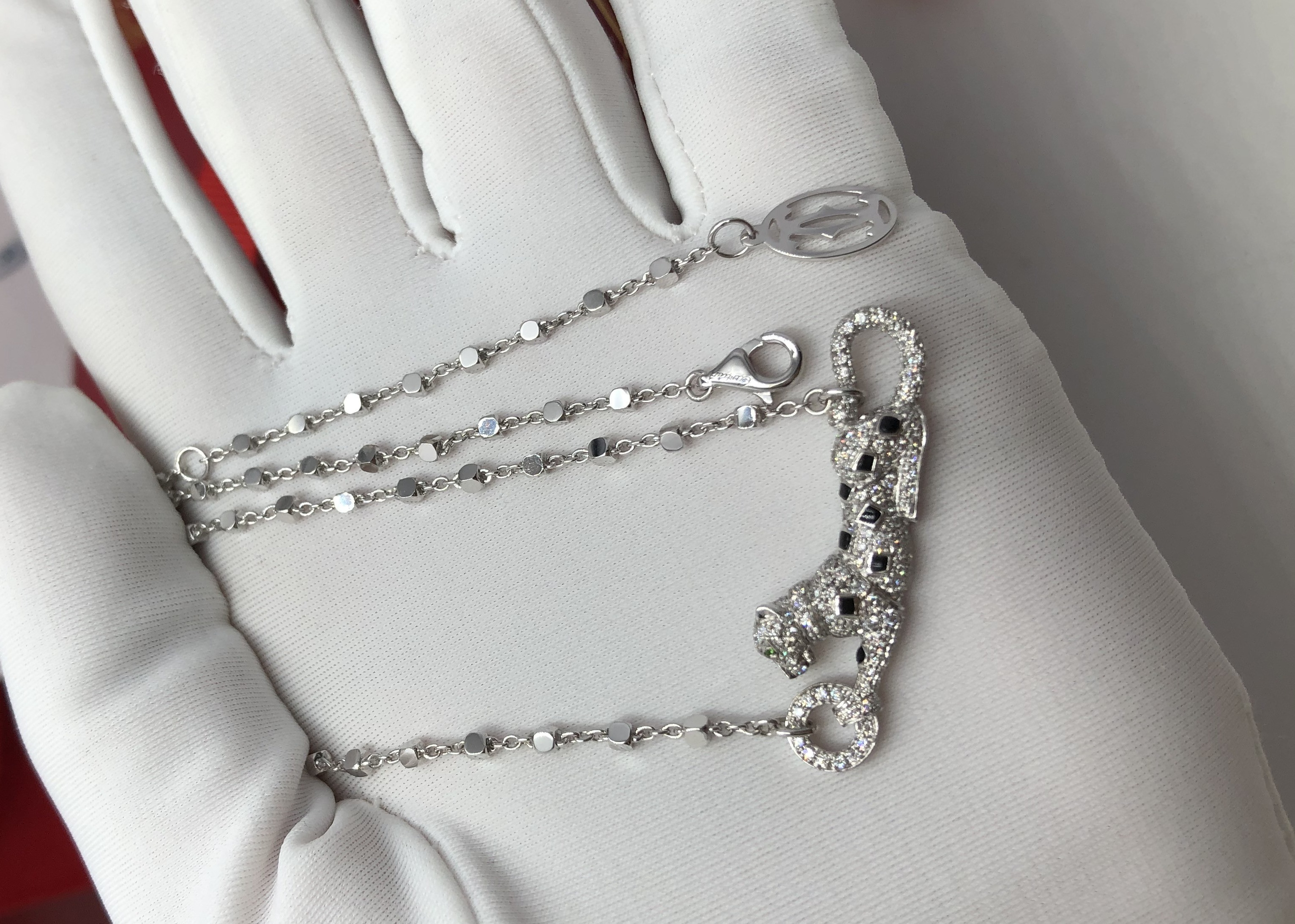 China Black Lacquer Emeralds Onyx Diamonds 18K Gold Diamond Necklace White Gold wholesale