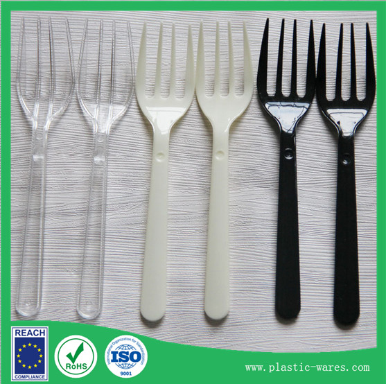 China Plastic Disposable Forks in clear, white and black colors wholesale