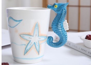 China Supermarket 450ml Hippocampus 3D Ceramic Mugs wholesale