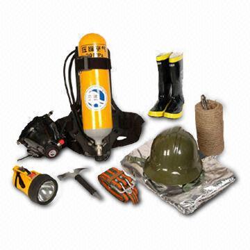 Fire-fighting Equipment with Breathing Apparatus, Fire Retardant Life-saving Rope and Helmet 