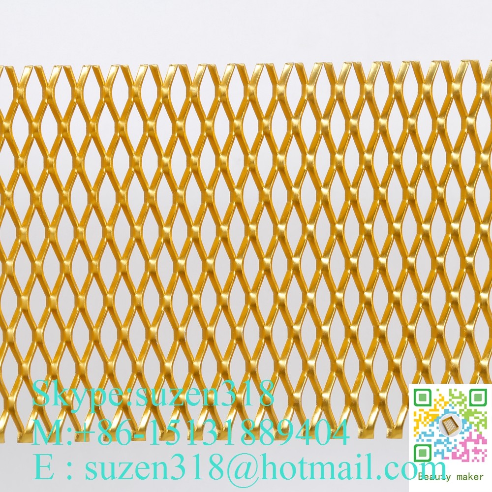 China anodized gold decorative small hole aluminum expanded metal mesh factory wholesale