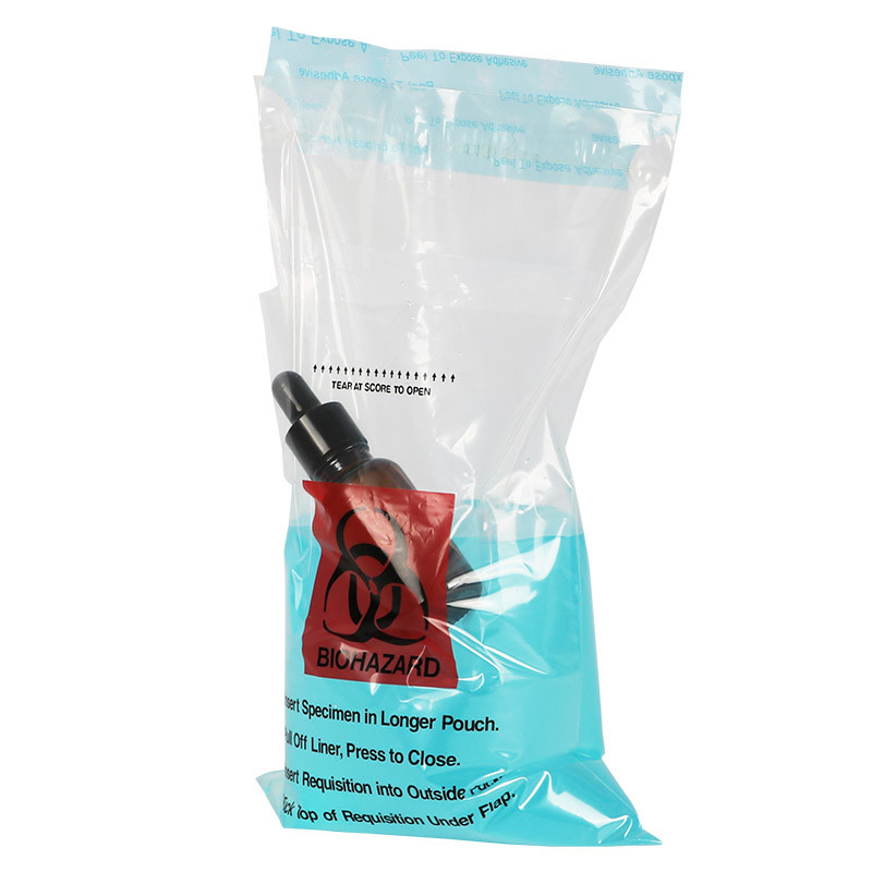 Self Adhesive Polyethylene Ziplock Plastic Bags for Biohazard Speciment