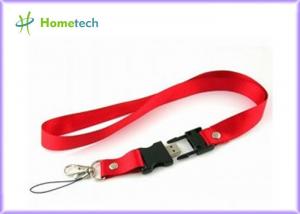 China 32GB Red Lanyard USB Flash Drives 2.0 Memory for Necklace , Engraved wholesale