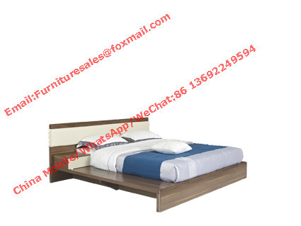 China Modern design king Bed in melamine MDF board furniture and Leather upholstered headboard wholesale