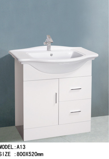 China Customized shapes MDF Bathroom Cabinet white color 80 X 52 / cm Drainage Included wholesale