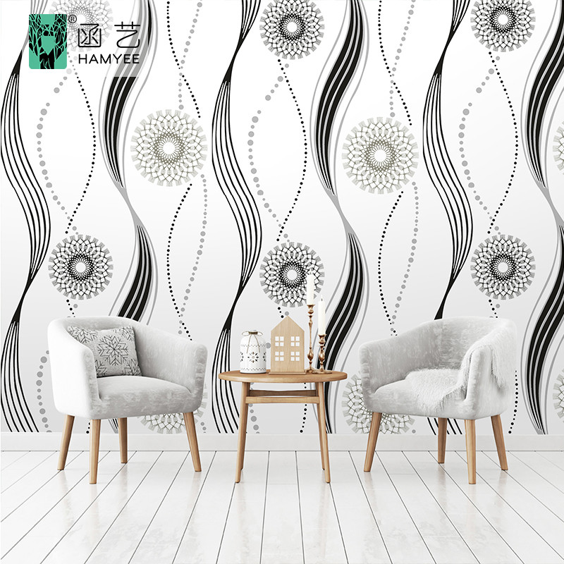 China Wall Decor PVC Waterproof Wallpaper 3D PVC Film Black And White Self Adhesive Wallpaper wholesale