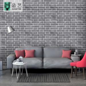 China Self Adhesive 3D Brick Wallpaper Grey Brick Contact Paper 45cm*1000cm wholesale