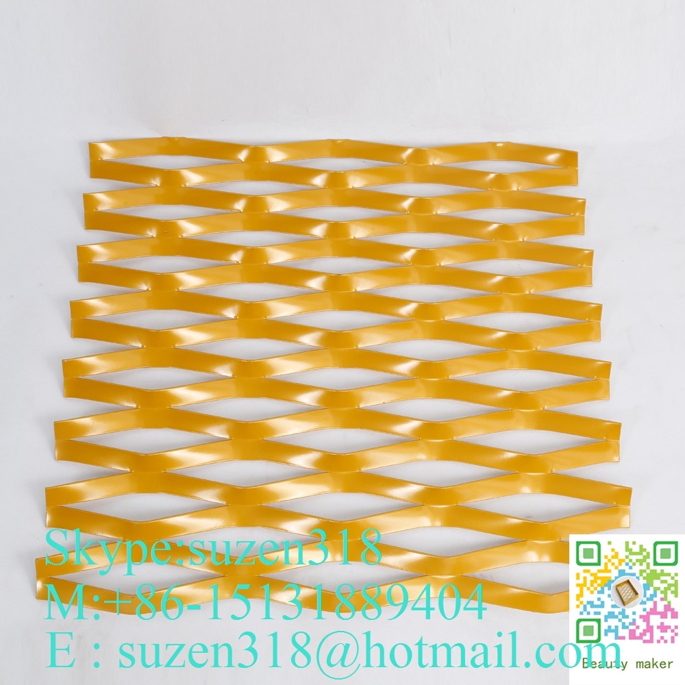 China anodizing gold color aluminum metal curtain wall expanded metal mesh wholesale
