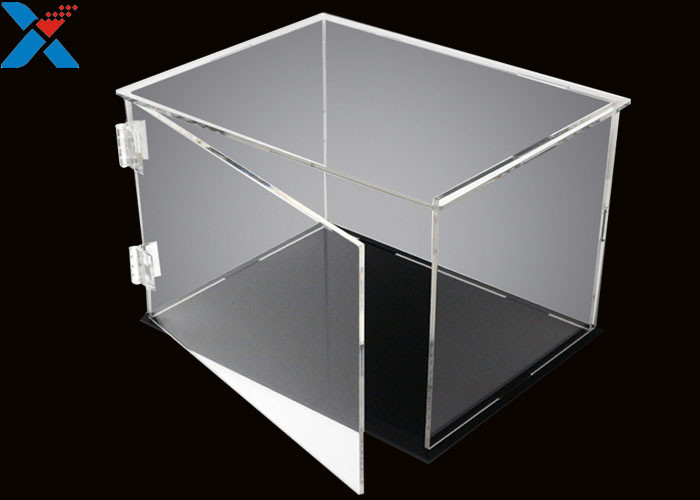 China Rectangle Acrylic Display Box Open Door Assembled Clear Dust Storage Box wholesale