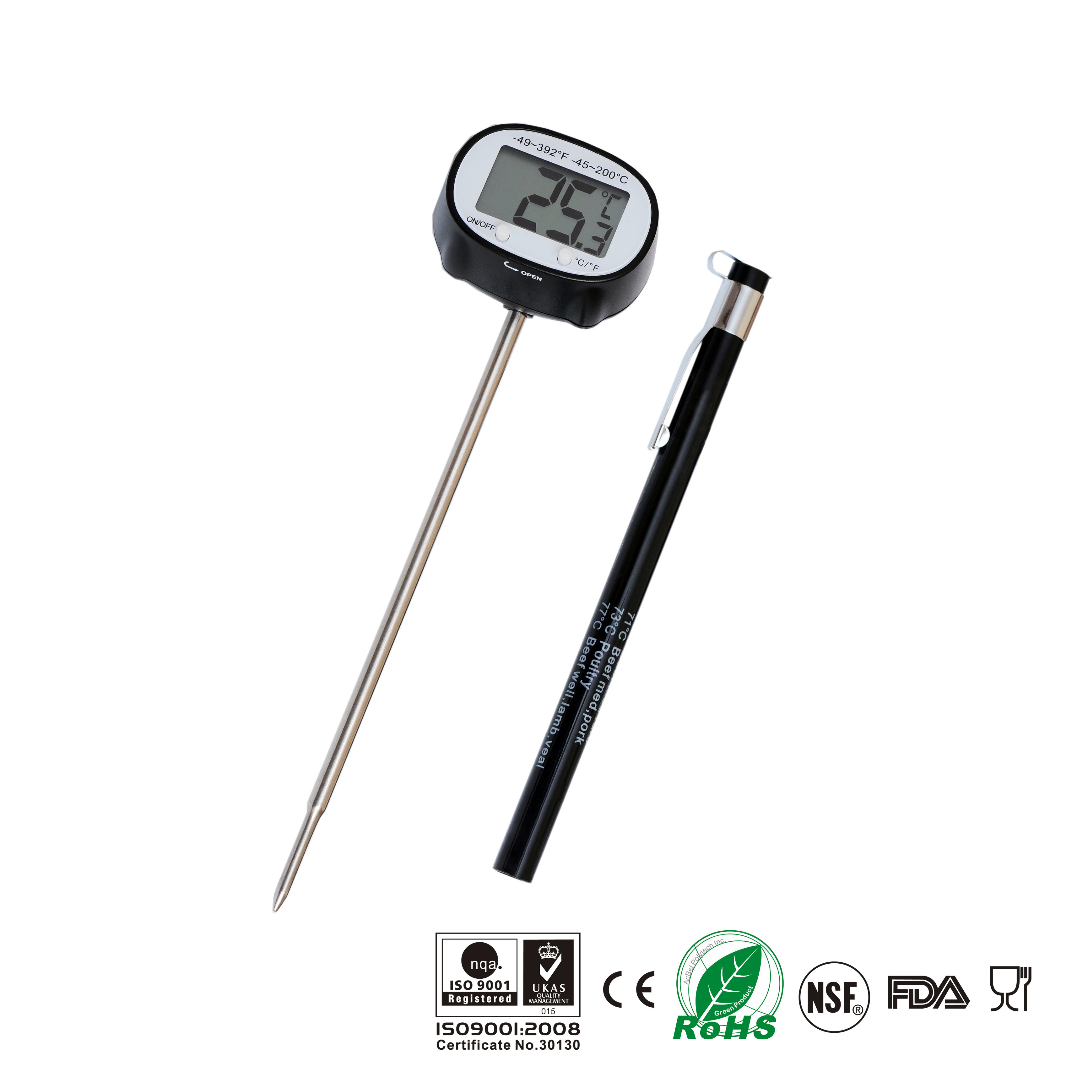 China Swiveled LCD Head Quick Read Thermometer , Waterproof Meat Thermometer Light Weight on sale