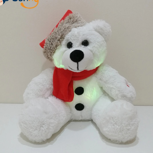 Xmas LED Lighting Plush Bear With Santa Hat Kids Gift LED Bear Children Plush Toy for sale