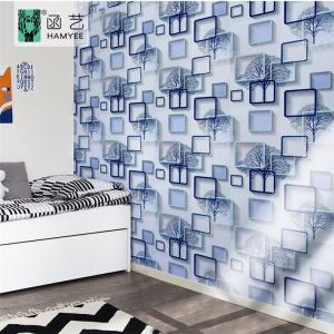 China Wall Coating Pvc Self Adhesive Wallpaper Modern Blue Color For Bedroom wholesale