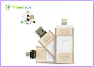 China Golden OTG Phone Metal 32GB USB Memory Stick For IPhone / PC , 1 Year Warranty wholesale