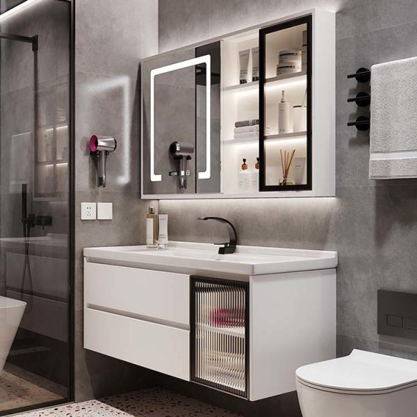 Quality Combined Wall Mount Bathroom Vanity Solid Wood Hotel Style Bathroom Vanity for sale