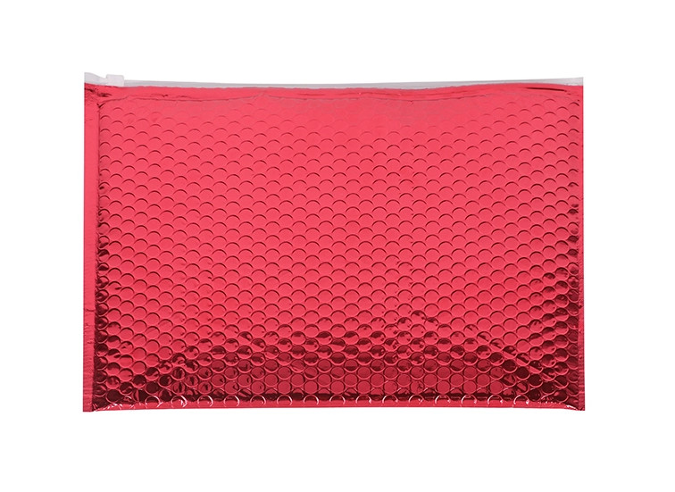 China Red Shinny A3 Metallic Foil Padded Envelope Mailers Standard Pack Zipper Bubble Bag wholesale