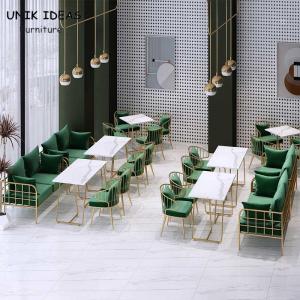 China Breakfast Break Room Commercial Booth Seating Furniture Cafe Gold Stainless Steel on sale