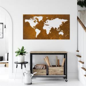 China Decoration Rusty Corten Metal World Map Wall Art on sale