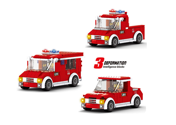 China 170Pcs ABS Plastic Educational Children's Building Blocks Toys Fire Rescue Truck on sale