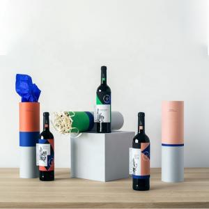 China CMYK Wine Bottle Presentation Box , Cylinder Cardboard Wine Boxes on sale
