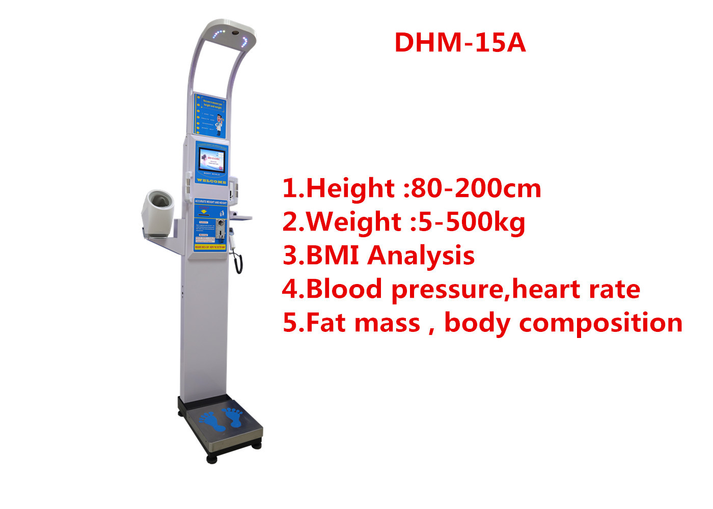 China Medical BMI Coin operated body fat Composition height weight measuring machine with printing and blood pressure wholesale