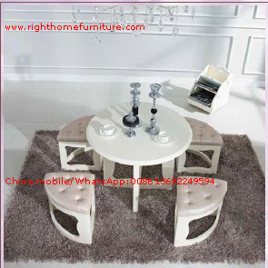 China White painting Circular Leisure time tea table and upholstery stool wholesale