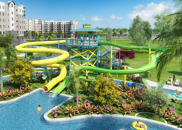 China Different Color Fiberglass Water Slide 15m Platform Height For Water Park wholesale