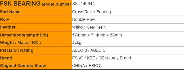 China XSA / XSU / XSI Series XSU140644 Cross Roller Bearing Robot Accessories wholesale