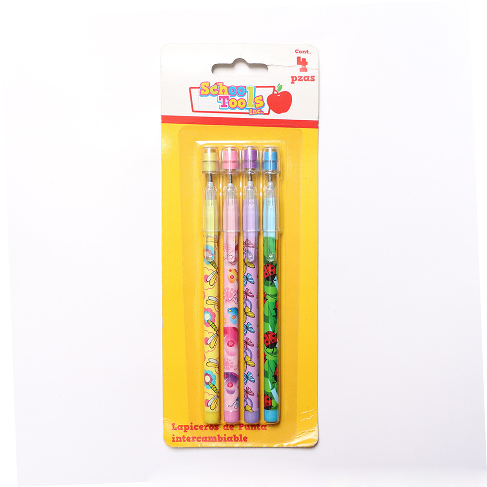 China wholesale 3 color bullet push pencil for kids/ non-sharpening pencil/9 leads pencil wholesale