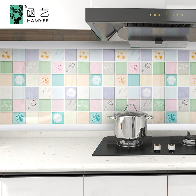 China Gird Aluminum Waterproof Kitchen Wallpaper Sticker Back With Glue For House wholesale